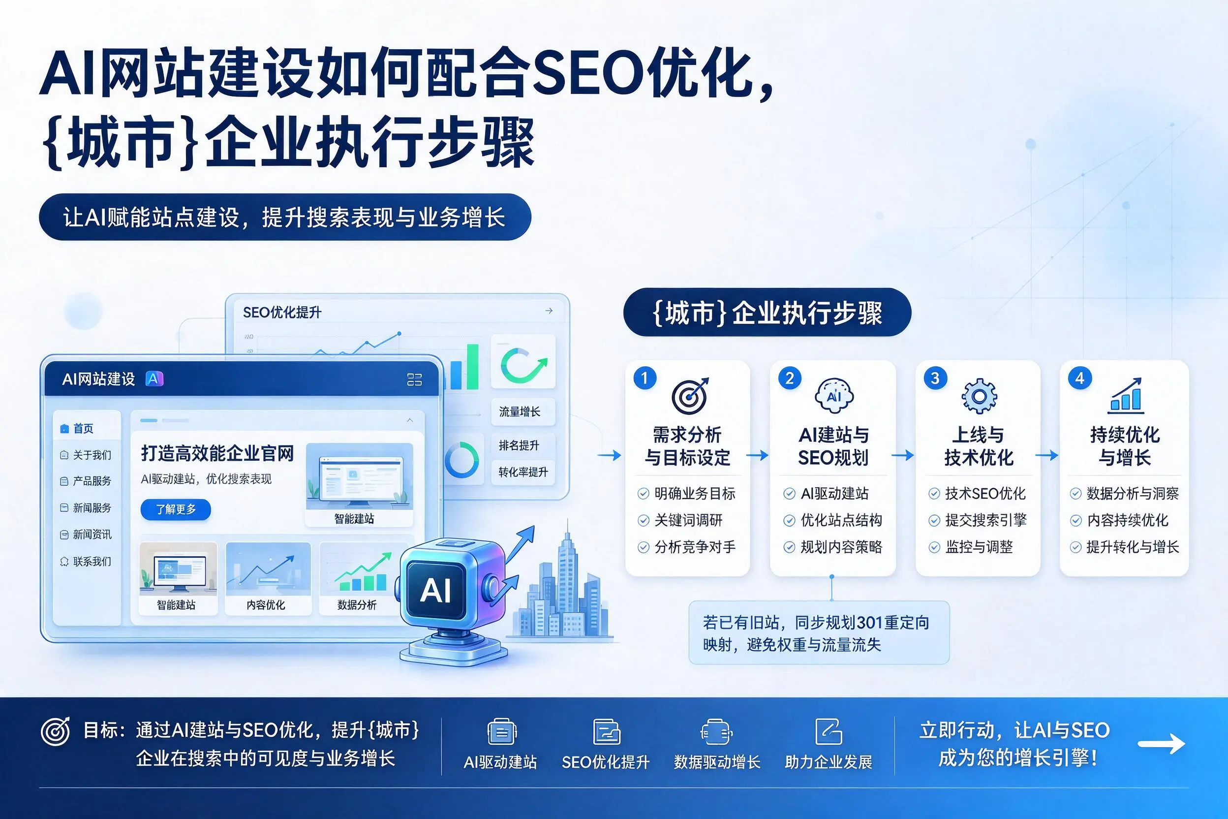 AI网站建设如何配合SEO优化,德州企业执行步骤
