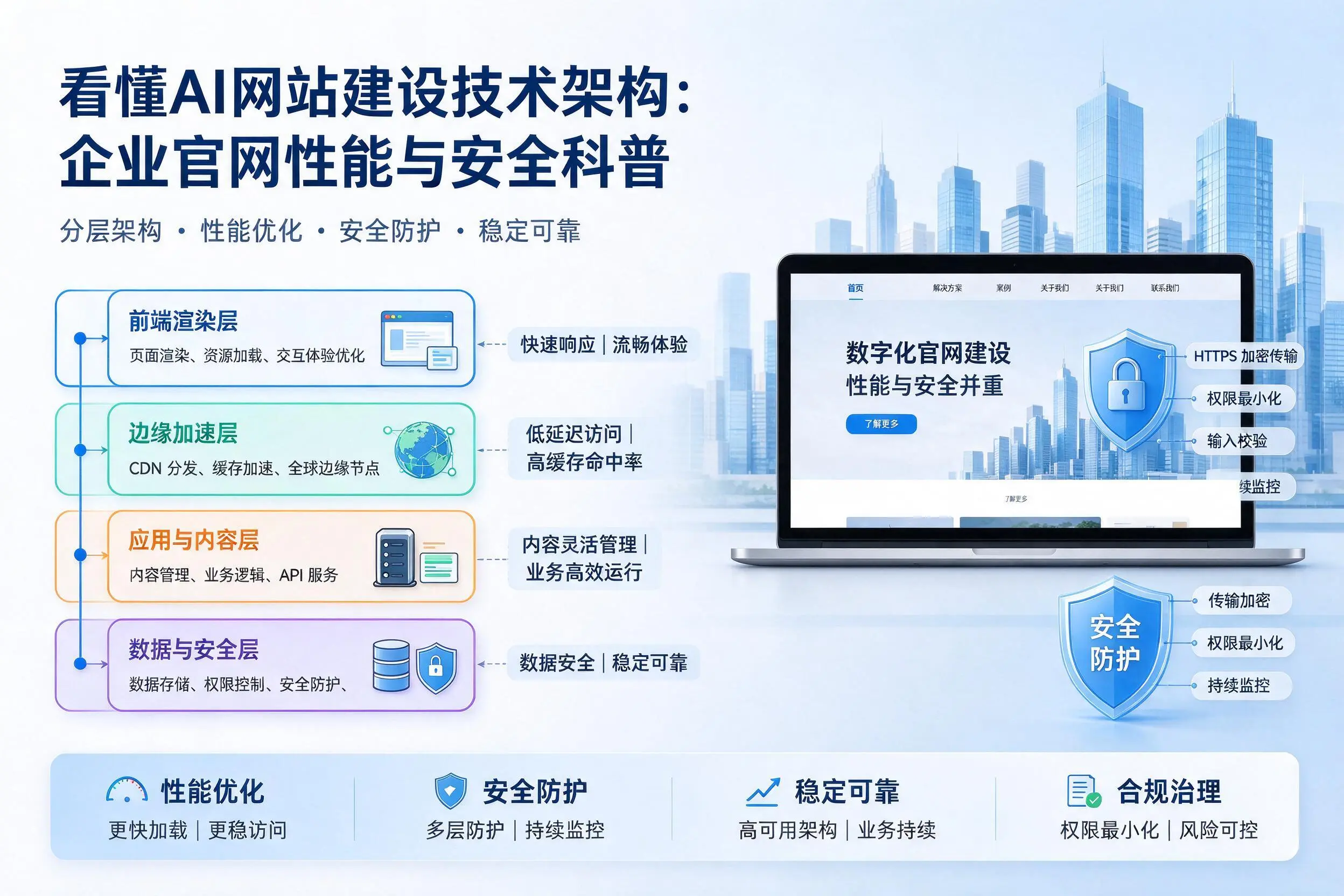 看懂AI网站建设技术架构：德州企业官网性能与安全科普